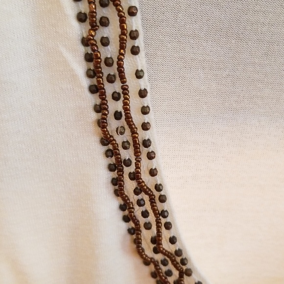 Knox Rose Boho style cream with beaded trim blouse - Picture 3 of 6